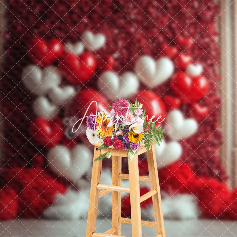 Aperturee - Aperturee Gold Vintage Wall Red Romantic Balloon Boho Backdrop