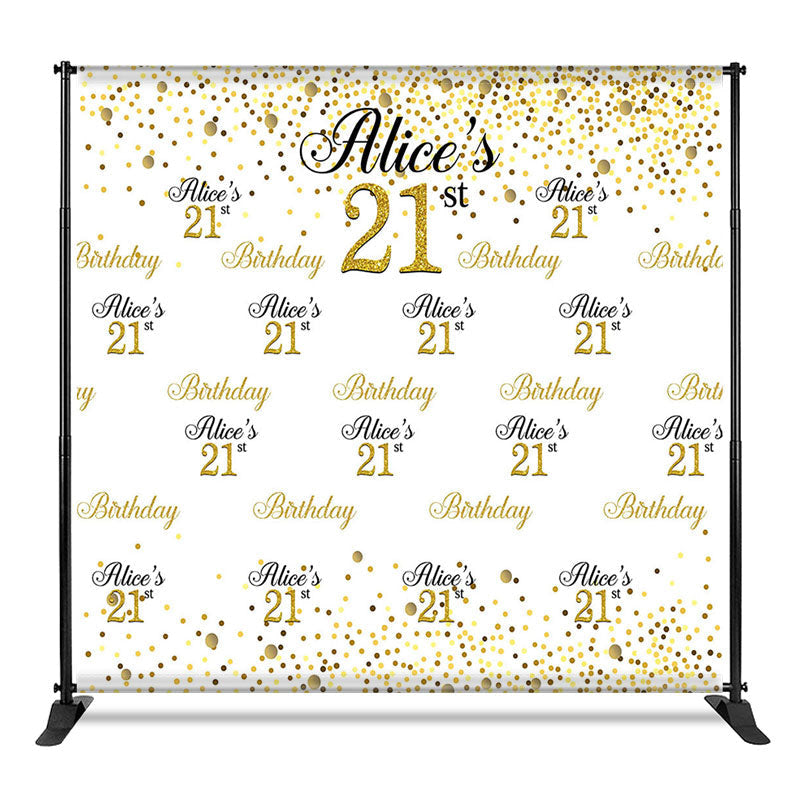 Aperturee - Aperturee Gold White Step And Repeat Custom Birthday Backdrop