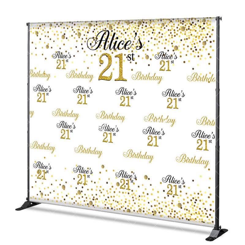 Aperturee - Aperturee Gold White Step And Repeat Custom Birthday Backdrop