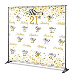 Aperturee - Aperturee Gold White Step And Repeat Custom Birthday Backdrop