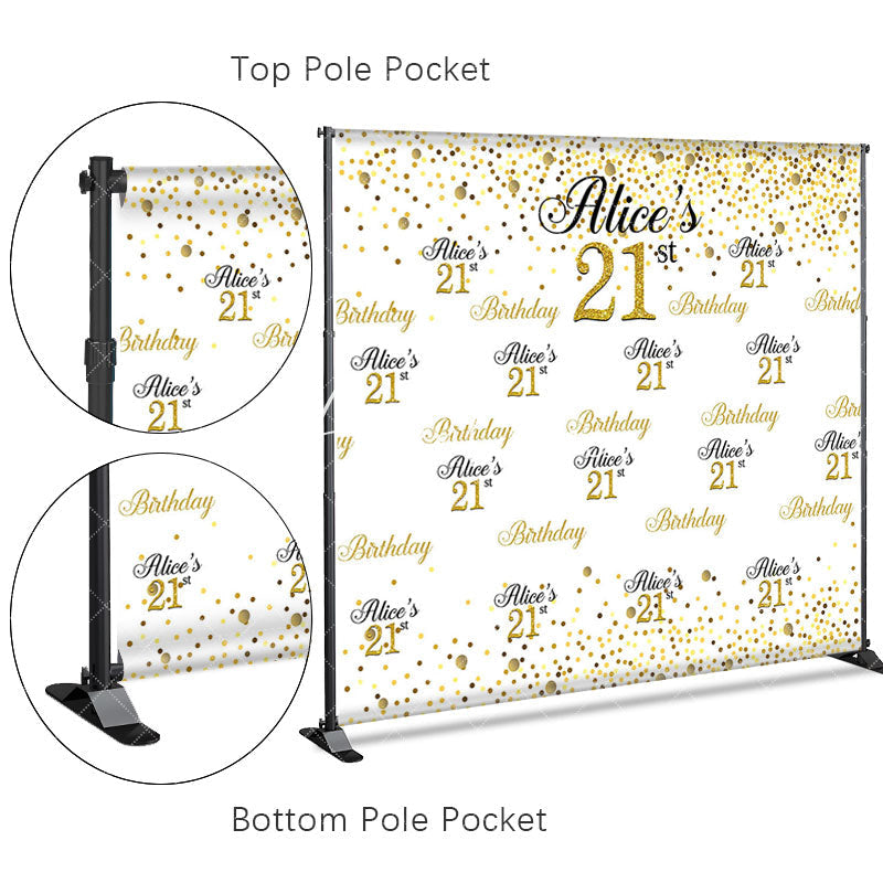 Aperturee - Aperturee Gold White Step And Repeat Custom Birthday Backdrop