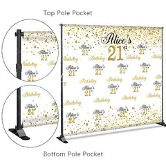 Aperturee - Aperturee Gold White Step And Repeat Custom Birthday Backdrop