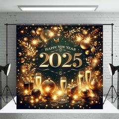 Aperturee - Aperturee Golden Ball Shining Lights 2025 New Year Backdrop