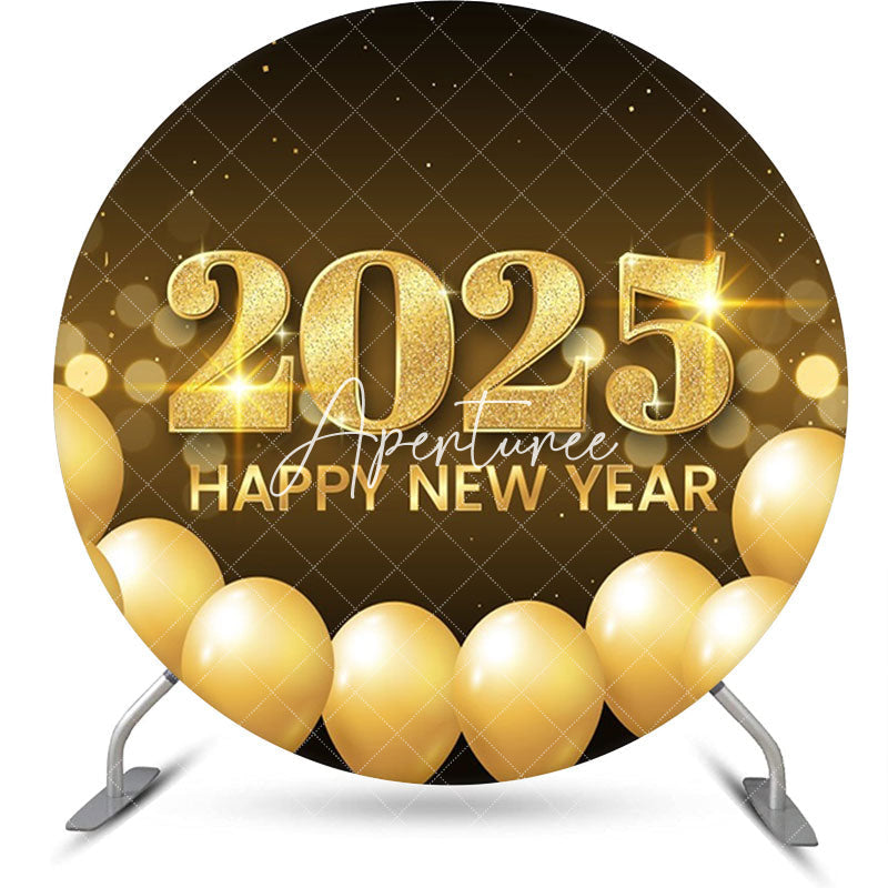 Aperturee - Aperturee Golden Balloon 2025 New Year Round Party Backdrop