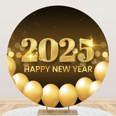 Aperturee - Aperturee Golden Balloon 2025 New Year Round Party Backdrop