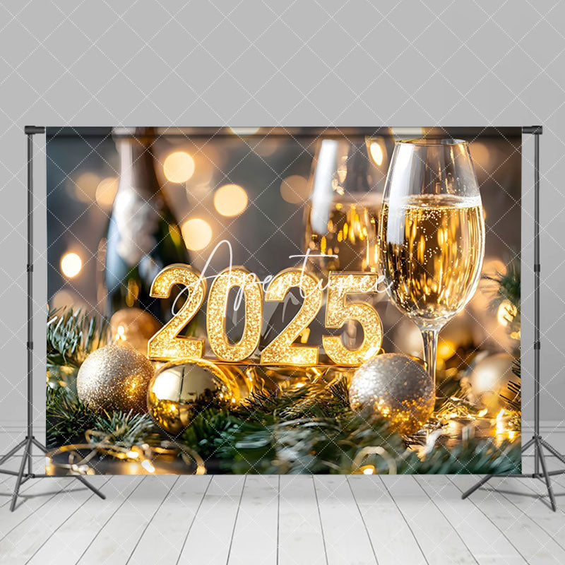 Aperturee - Aperturee Golden Baubles Beer Dazzling 2025 New Year Backdrop