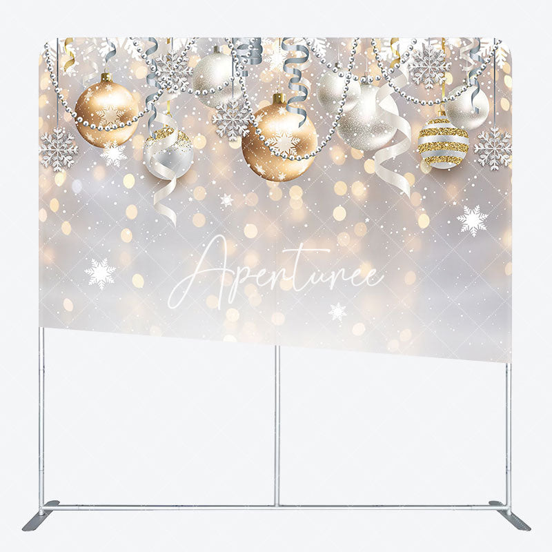 Aperturee - Aperturee Golden Bokeh Christmas Bells Pillow Case Backdrop