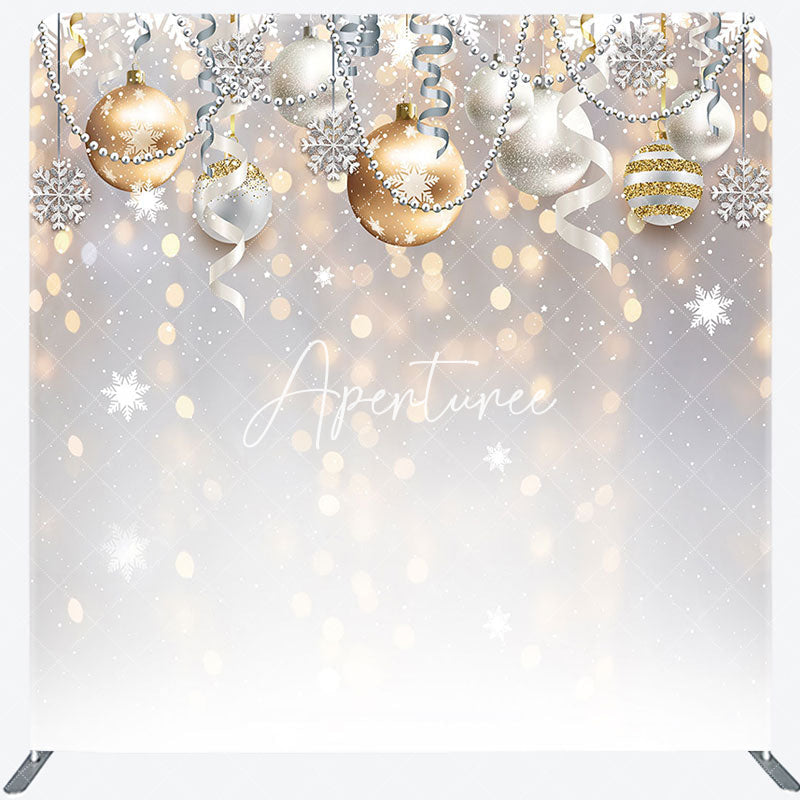 Aperturee - Aperturee Golden Bokeh Christmas Bells Pillow Case Backdrop