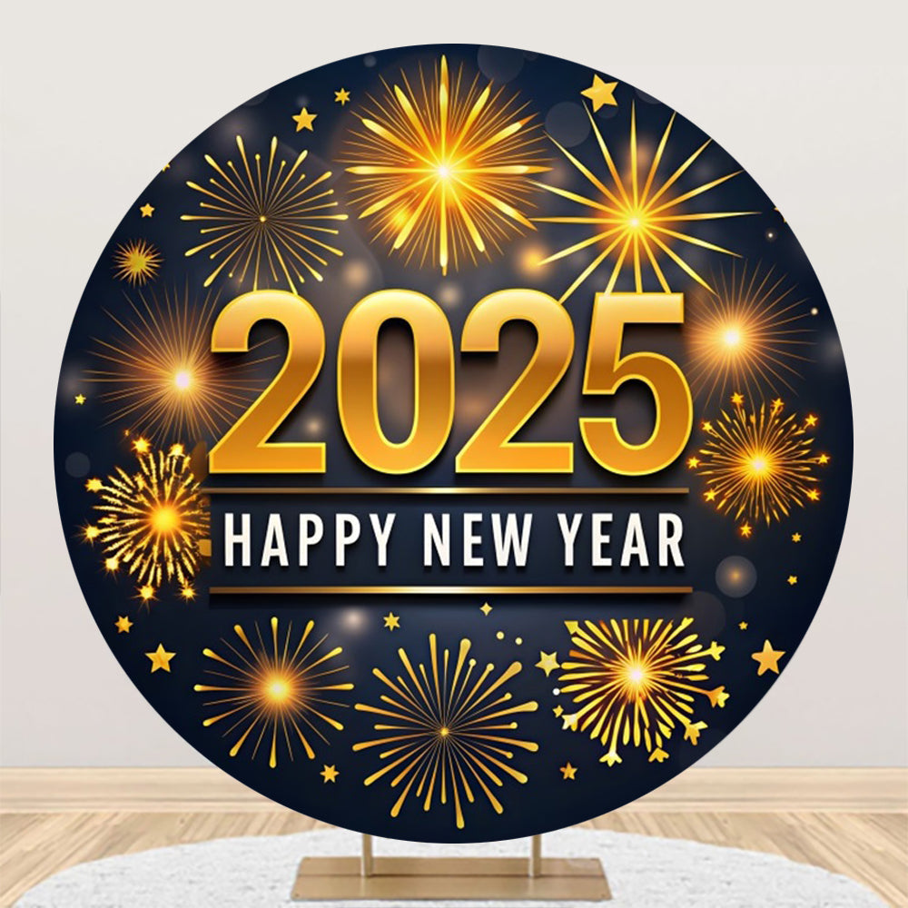 Aperturee - Aperturee Golden Dazzling New Year 2025 Night Round Backdrop