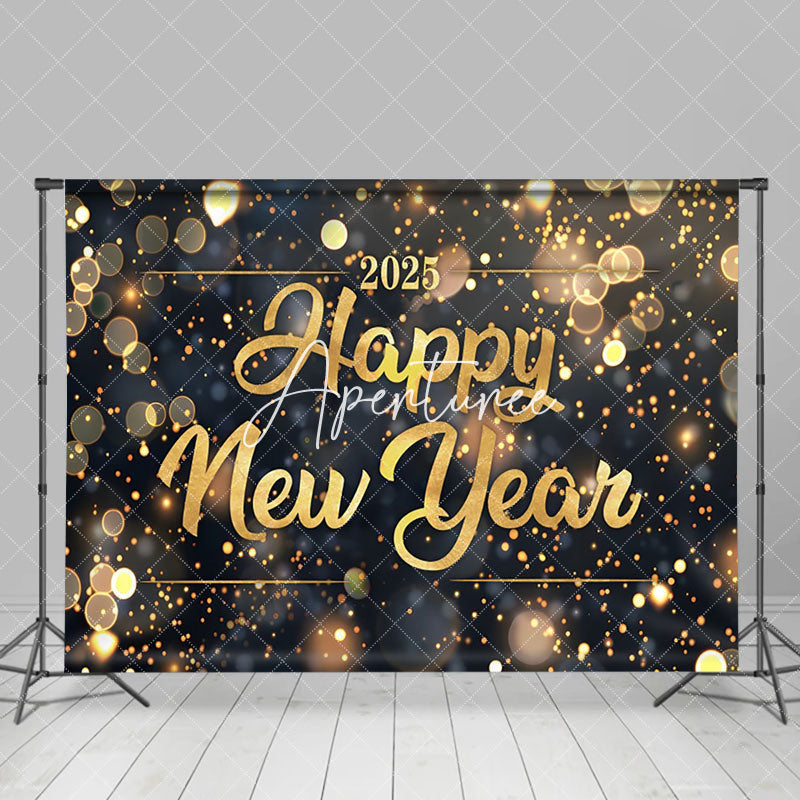 Aperturee - Aperturee Golden Glitter Happy New Year Home Party Backdrop