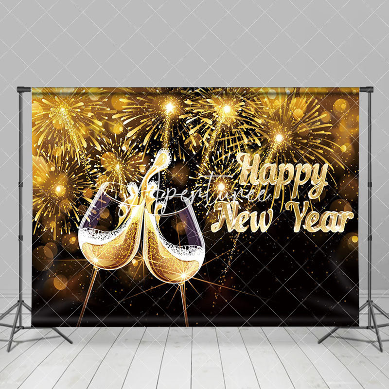 Aperturee - Aperturee Golden Night Champagne Glass Happy New Year Backdrop