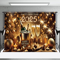 Aperturee - Aperturee Golden Ornaments Beer Dazzling Lights New Year Backdrop