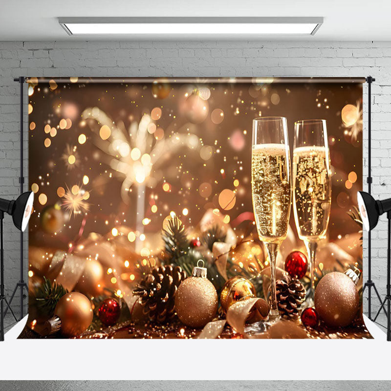 Aperturee - Aperturee Golden Ornaments Beer New Year Bokeh Backdrop