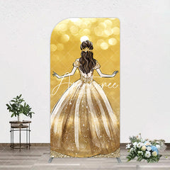 Aperturee - Aperturee Golden Princess Dress Bokeh Birthday Arch Backdrop