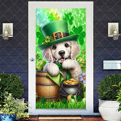 Aperturee - Aperturee Golden Retriever Green St Patricks Day Door Cover