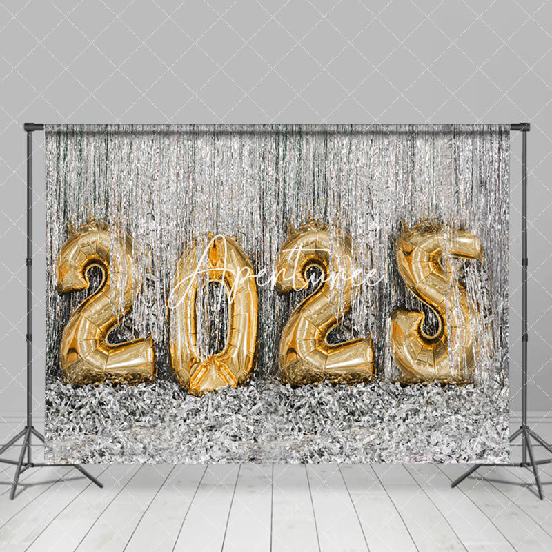 Aperturee - Aperturee Golden Ribbon Celebrate 2025 Happy New Year Backdrop