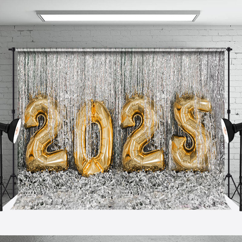 Aperturee - Aperturee Golden Ribbon Celebrate 2025 Happy New Year Backdrop