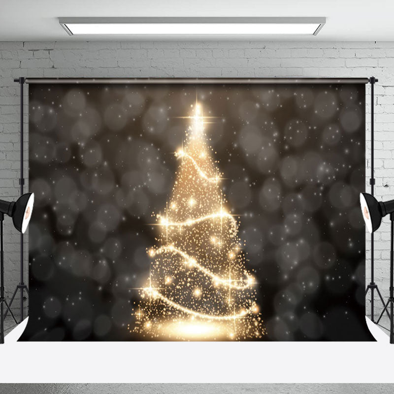 Aperturee - Aperturee Golden Spiral Christmas Tree Star Winter Backdrop