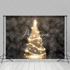 Aperturee - Aperturee Golden Spiral Christmas Tree Star Winter Backdrop