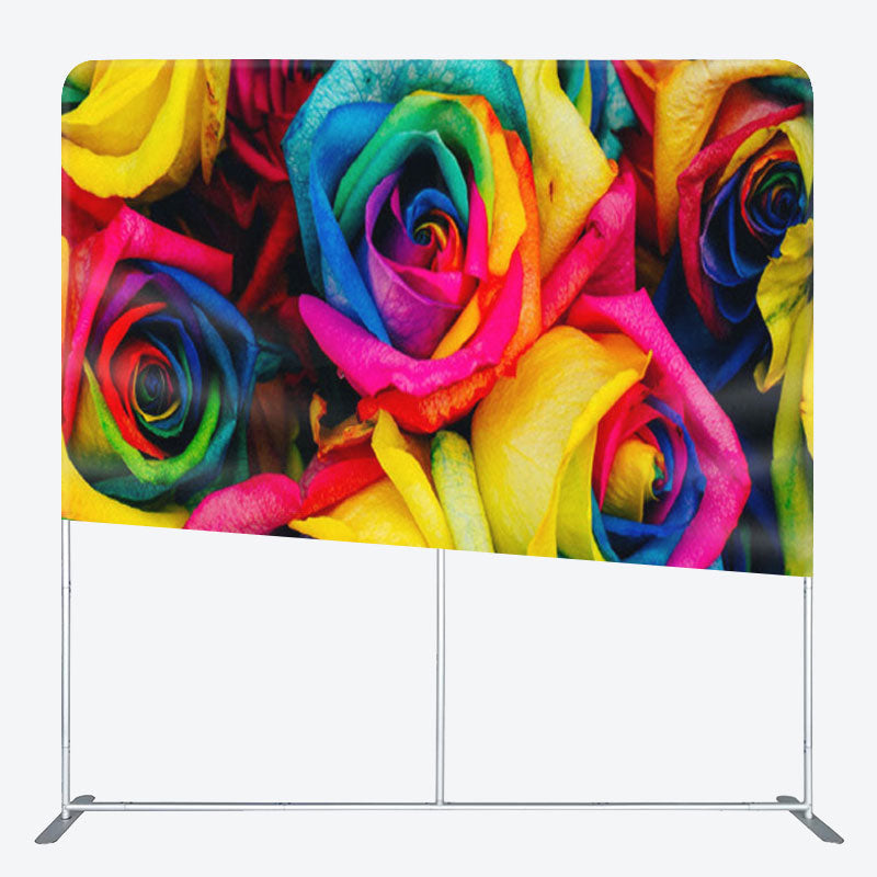 Aperturee - Aperturee Gorgeous Rainbow Rose Valentines Day Backdrop Cover