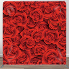 Aperturee - Aperturee Gorgeous Red Rose Fabric Valentines Day Party Backdrop