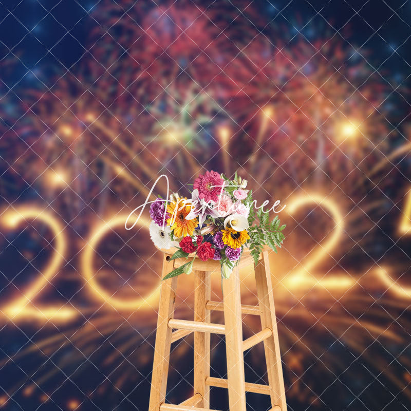 Aperturee - Aperturee Gorgeous Sparks Night Sky 2025 New Year Backdrop