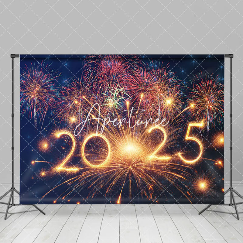 Aperturee - Aperturee Gorgeous Sparks Night Sky 2025 New Year Backdrop