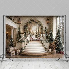 Aperturee - Aperturee Gorgeous Staircase Mural Christmas Studio Backdrop