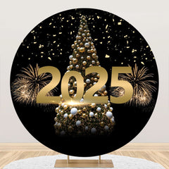 Aperturee - Aperturee Gorgeous Xmas Tree 2025 New Year Round Backdrop