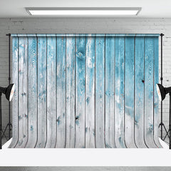 Aperturee - Aperturee Gradient Blue Grey Wood Grain Photography Backdrop