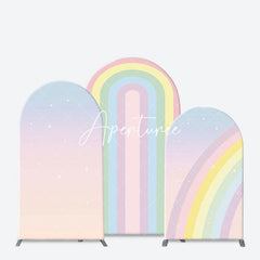 Aperturee - Aperturee Gradient Color Sparkle Rainbow Birthday Arch Backdrop