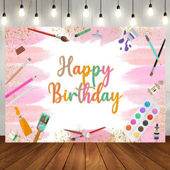 Aperturee - Aperturee Graffiti Pink Glitter Happy Birthday Backdrop