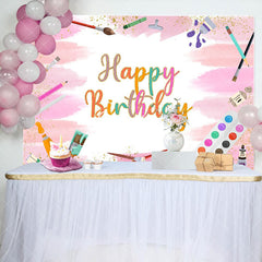 Aperturee - Aperturee Graffiti Pink Glitter Happy Birthday Backdrop