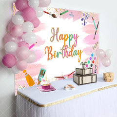 Aperturee - Aperturee Graffiti Pink Glitter Happy Birthday Backdrop