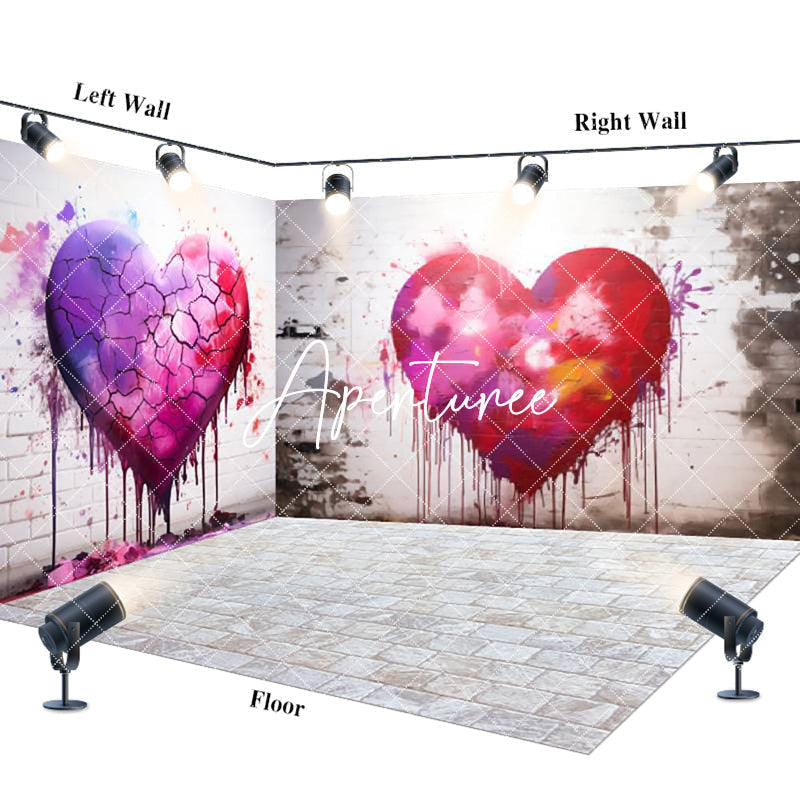 Aperturee - Aperturee Graffiti Red Love Valentines Day Room Set Backdrop