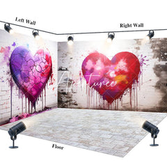 Aperturee - Aperturee Graffiti Red Love Valentines Day Room Set Backdrop