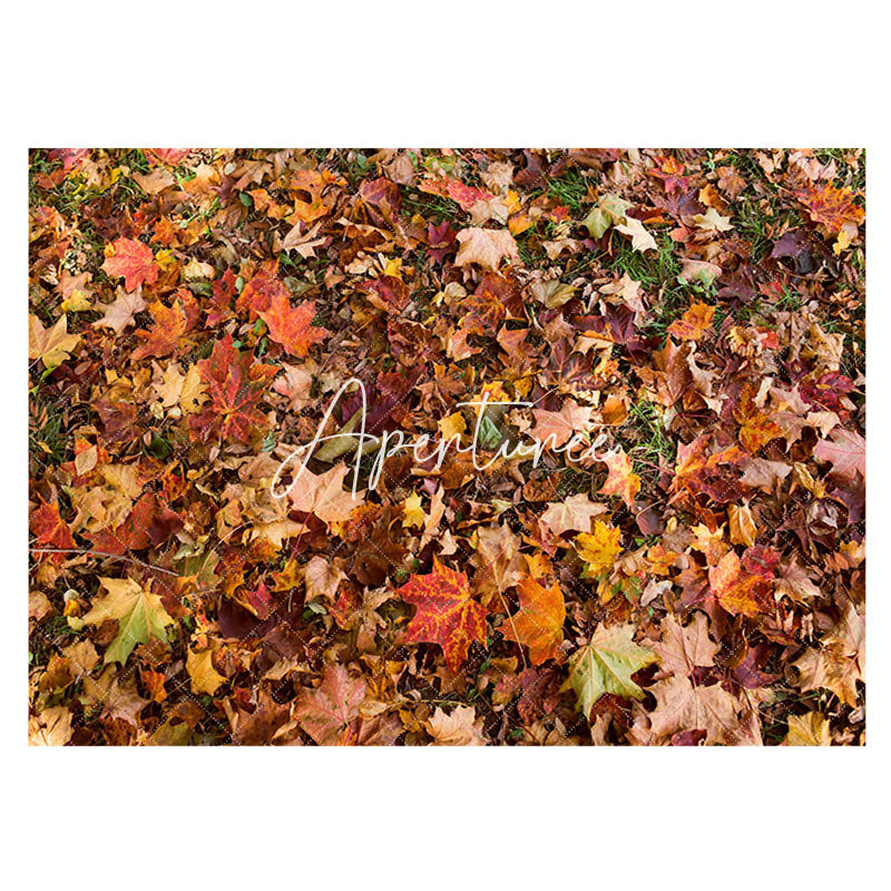 Aperturee - Aperturee Grass Falling Autumn Maple Leaves Rubber Floor Mat