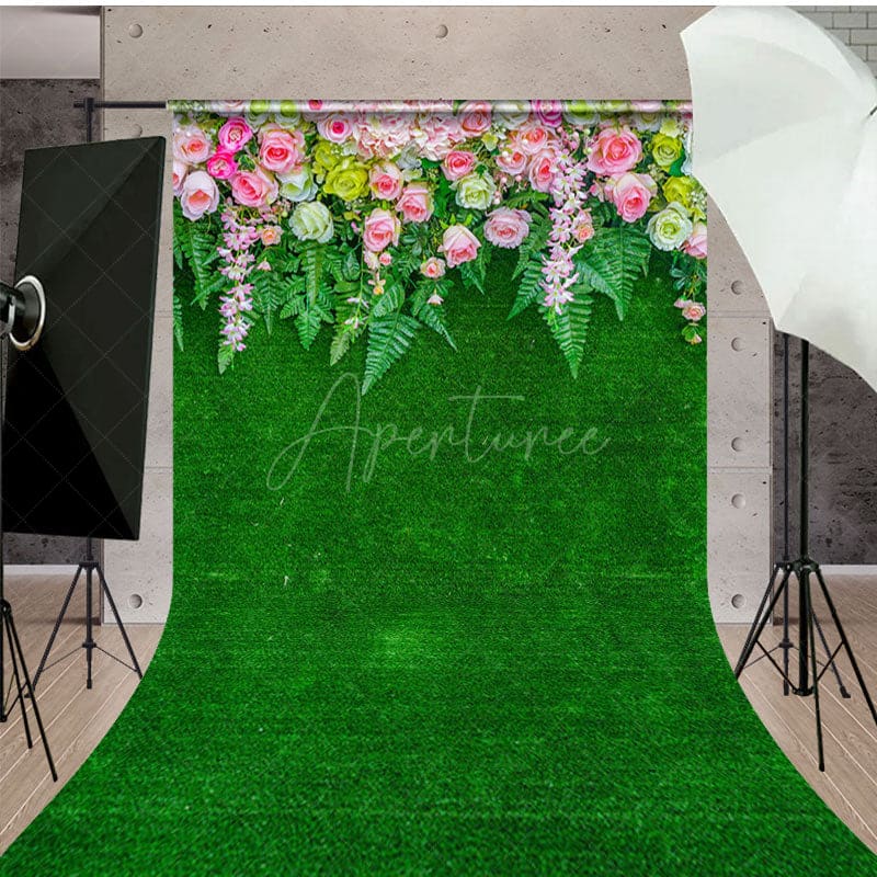 Aperturee - Aperturee Grass Flower Wonderland Photography Sweep Backdrop