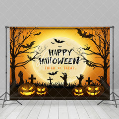 Aperturee - Aperturee Grave Tentacles Pumpkin Happy Halloween Backdrop