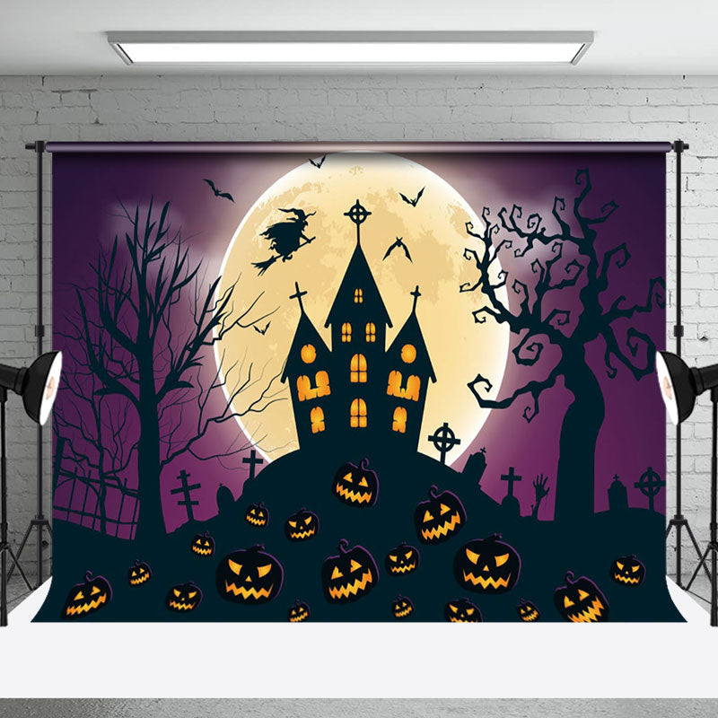 Aperturee - Aperturee Grave Witch House Moon Pumpkin Halloween Backdrop