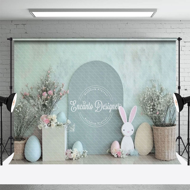 Aperturee - Aperturee Green Arch Bunny Eggs Floral Easter Photo Backdrop