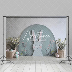 Aperturee - Aperturee Green Arch Wall Bunny Floral Eggs Easter Backdrop