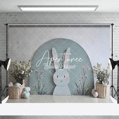 Aperturee - Aperturee Green Arch Wall Bunny Floral Eggs Easter Backdrop