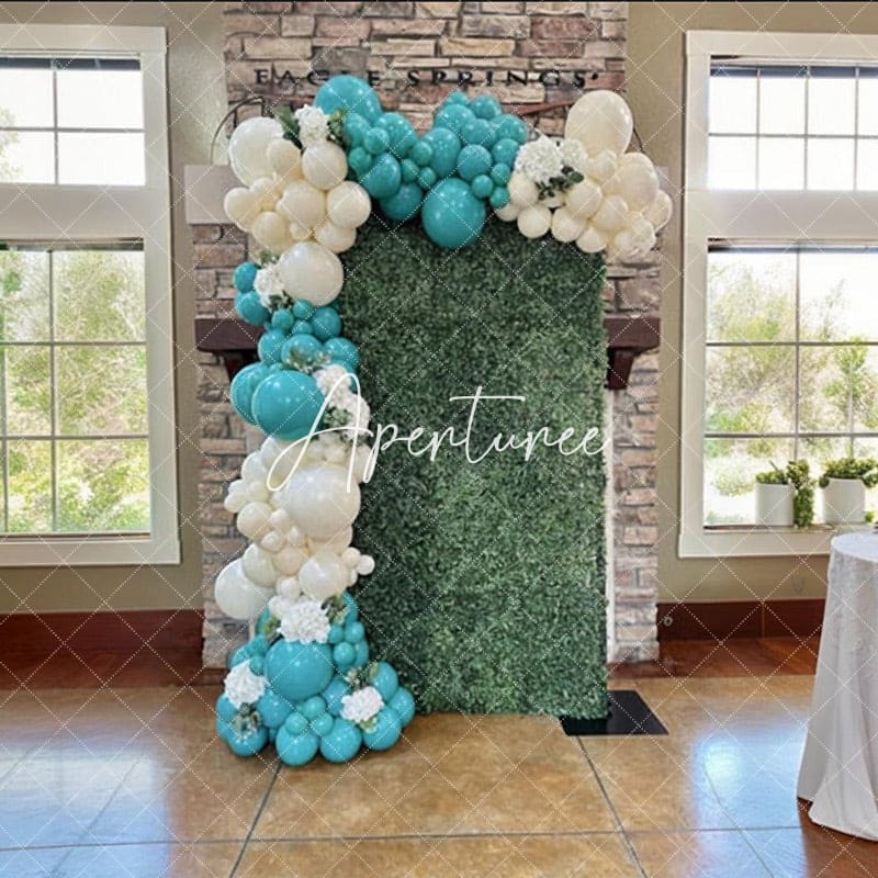 Aperturee - Aperturee Green Artificial Grass Wall Backdrop For Party Decor