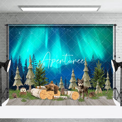 Aperturee - Aperturee Green Aurora Wild Forest Mountain Animals Backdrop