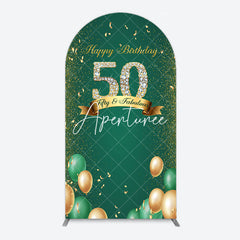 Aperturee - Aperturee Green Balloons Sparkle 50th Birthday Arch Backdrop