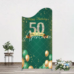 Aperturee - Aperturee Green Balloons Sparkle 50th Birthday Arch Backdrop