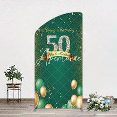 Aperturee - Aperturee Green Balloons Sparkle 50th Birthday Arch Backdrop