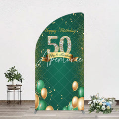 Aperturee - Aperturee Green Balloons Sparkle 50th Birthday Arch Backdrop