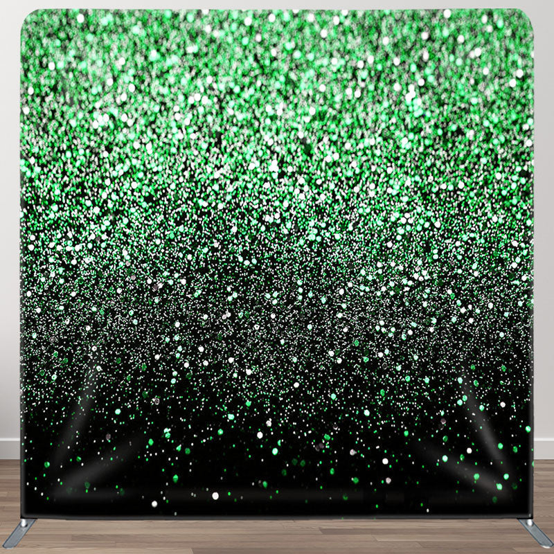 Aperturee - Aperturee Green Black Glitter Party Pillow Cover Backdrop